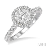 1/2 ctw Round Diamond Lovebright Halo Engagement Ring in 14K White and Yellow Gold